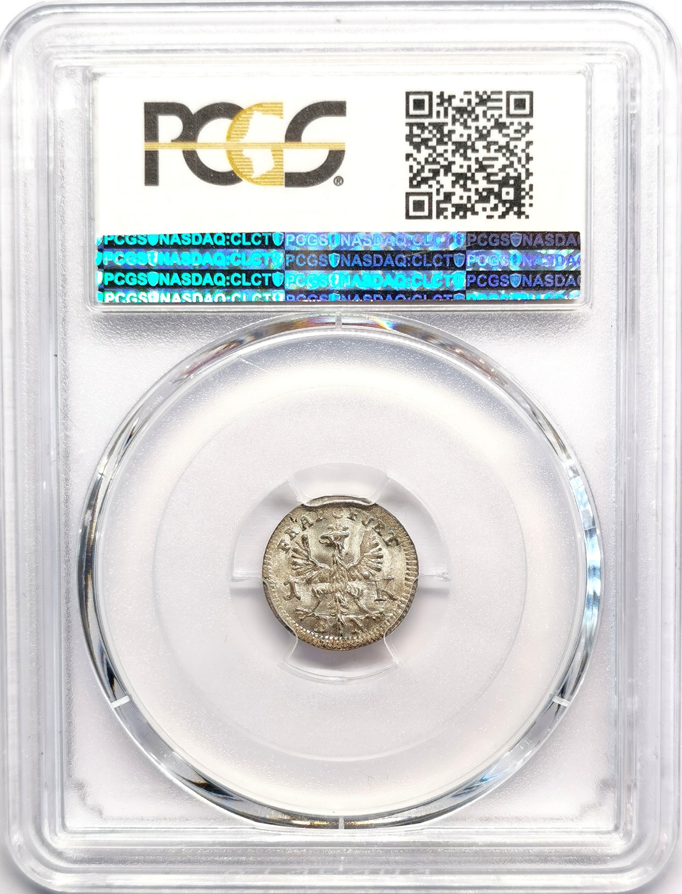 凡希社世界钱币微拍第二百五十期 1773法兰克福城市景观1K银辅币PCGS-MS66完美品相！