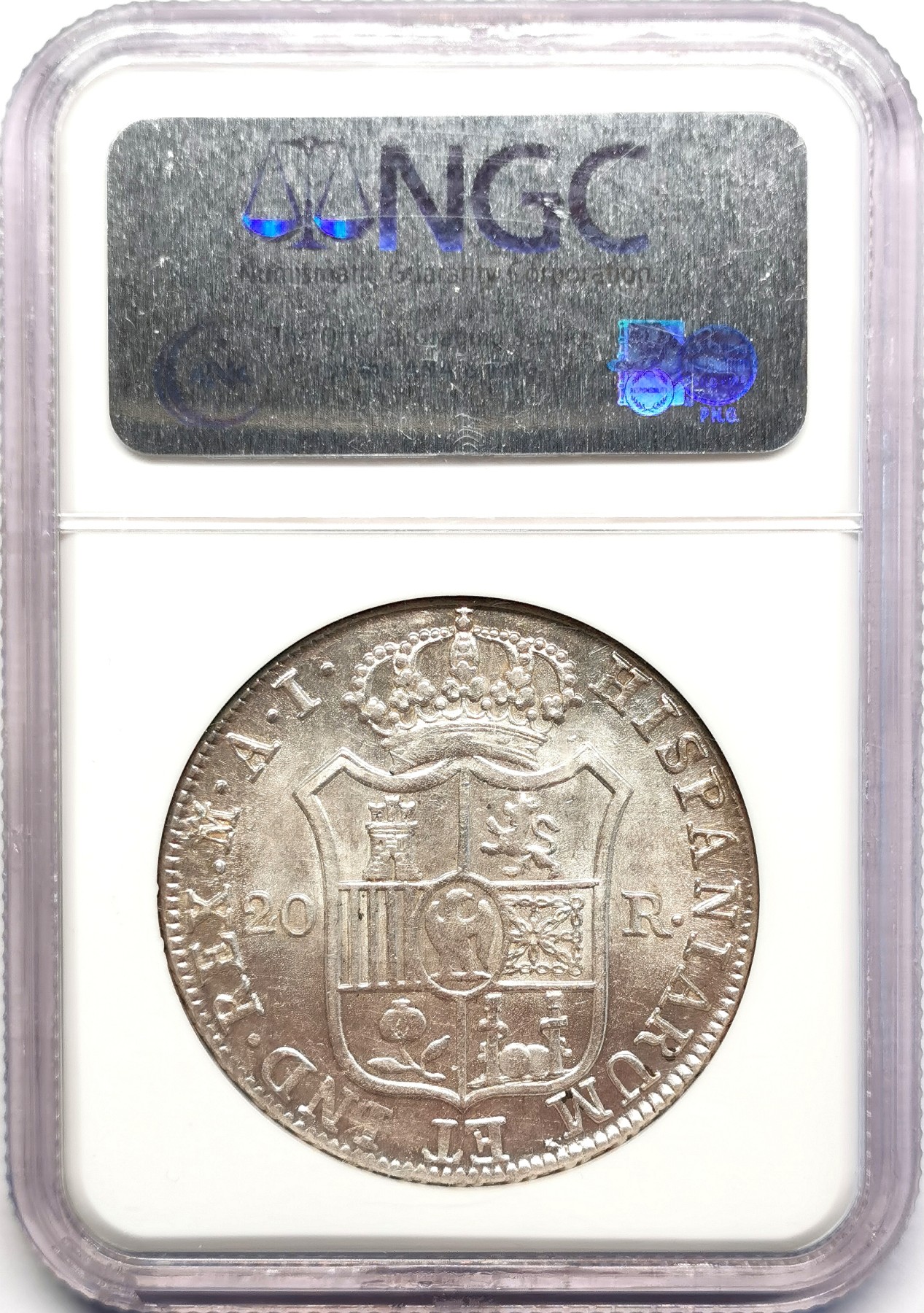 凡希社世界钱币微拍第二百五十期 稀！1809法占西班牙约瑟夫拿破仑20R大银NGC-MS63压箱底品质！