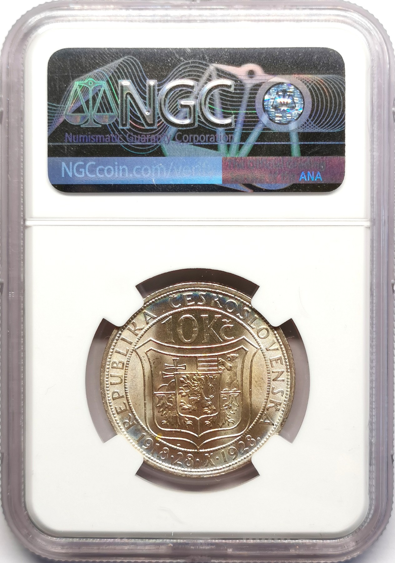 凡希社世界钱币微拍第二百五十期 1928捷克斯洛伐克10K纪念银币NGC-MS63