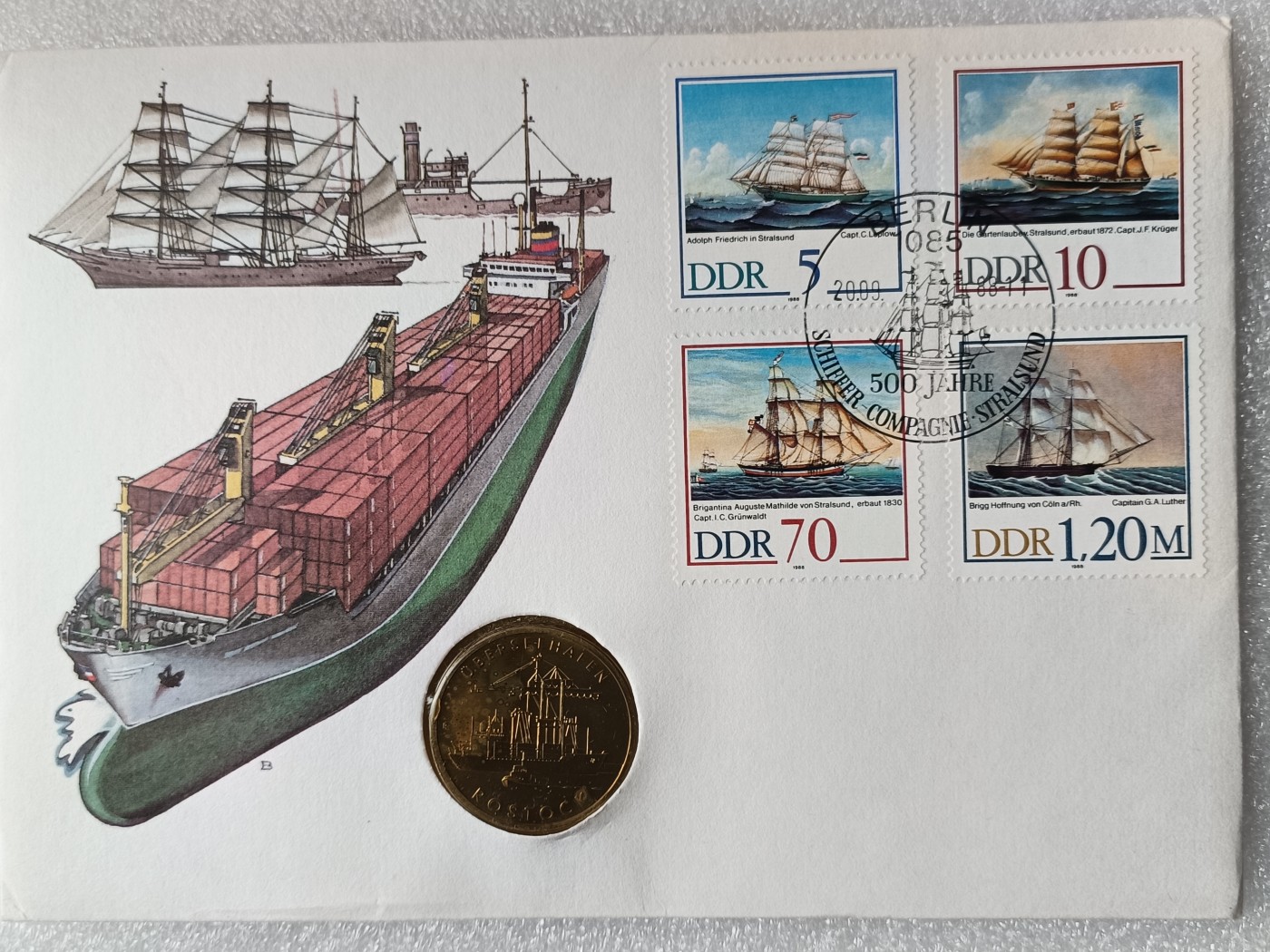 瓶子🏺第113期拍卖会  东德1988年5马克纪念币  罗斯托克港  原封