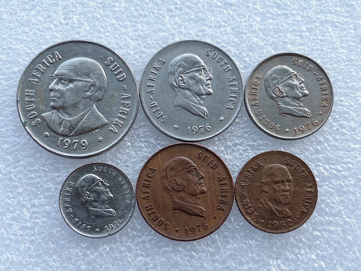 全场一元起拍 世界钱币散币场 第29期 南非70、80年代总统头像6枚套