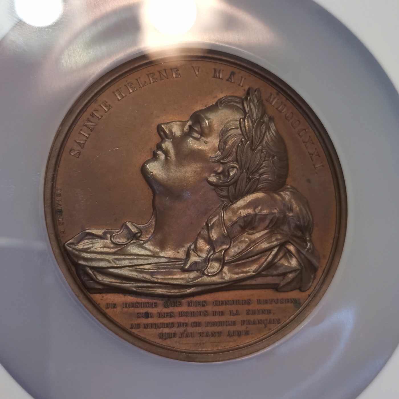 博洋堂世界钱币拍卖第047期（全场包邮） 法国 1840拿破仑魂归故里 铜章 红铜原铸 NGC MS 62