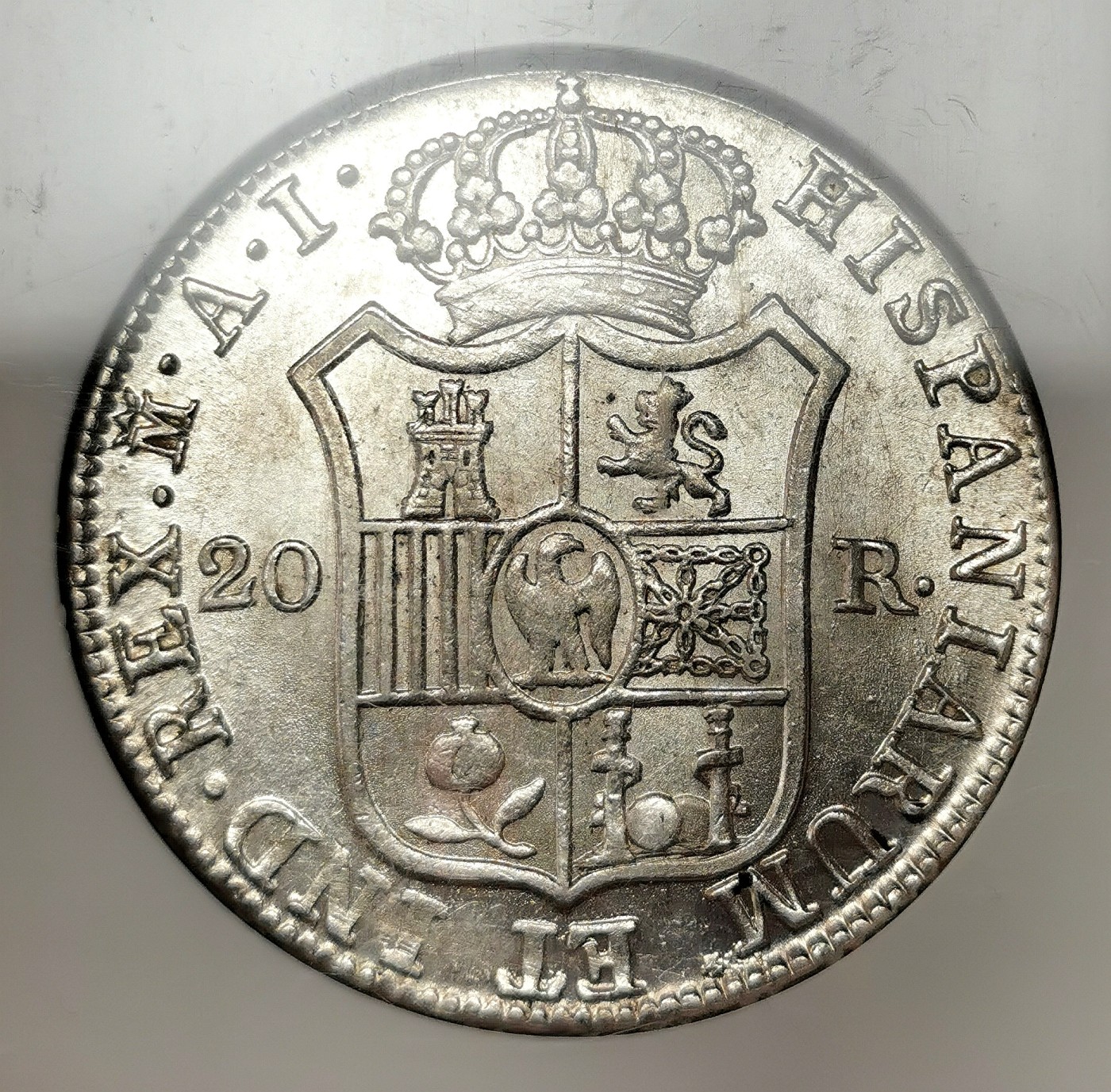 凡希社世界钱币微拍第二百五十期 稀！1809法占西班牙约瑟夫拿破仑20R大银NGC-MS63压箱底品质！