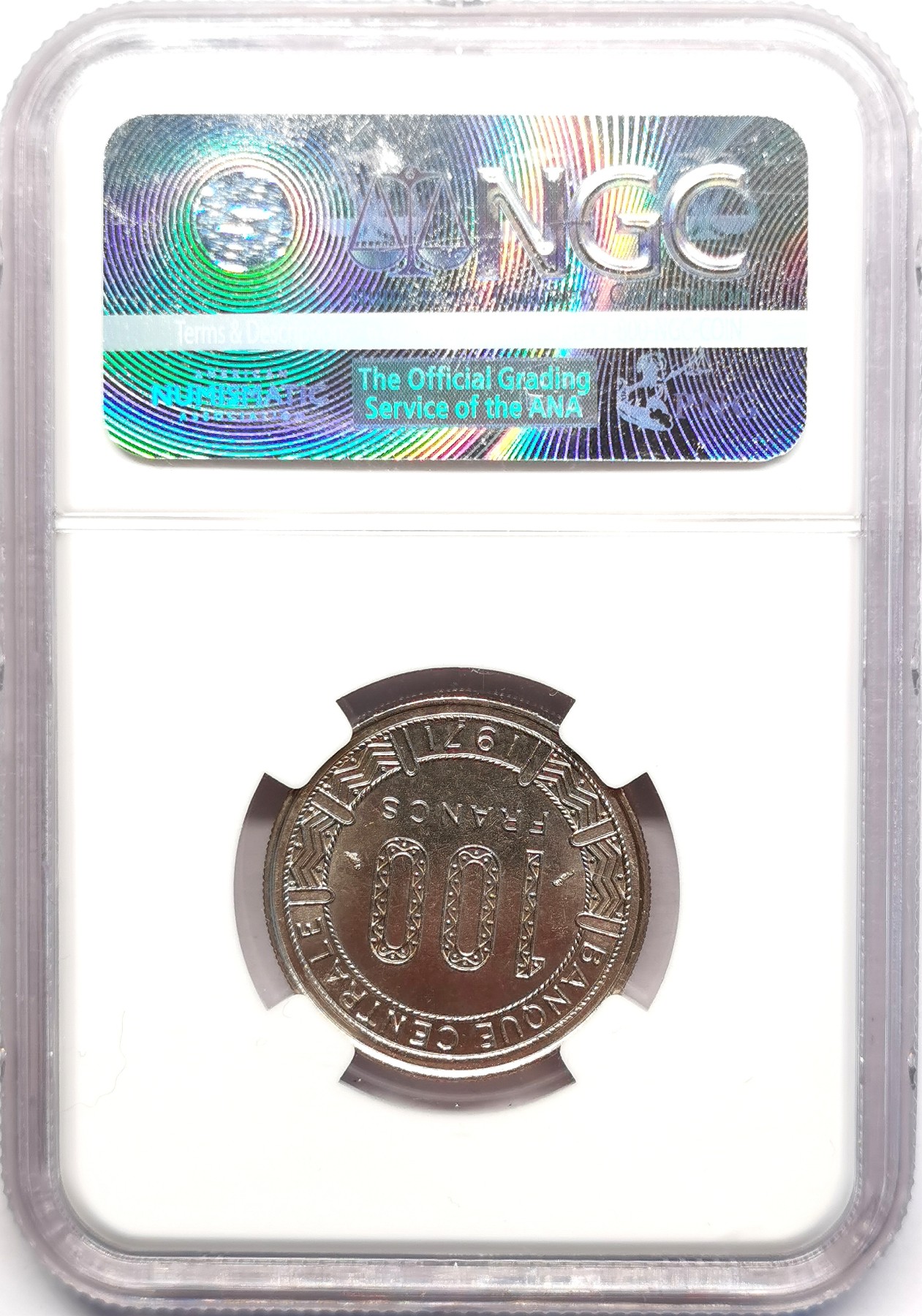 凡希社世界钱币微拍第二百五十期 1971中非共和国100法郎NGC-MS66