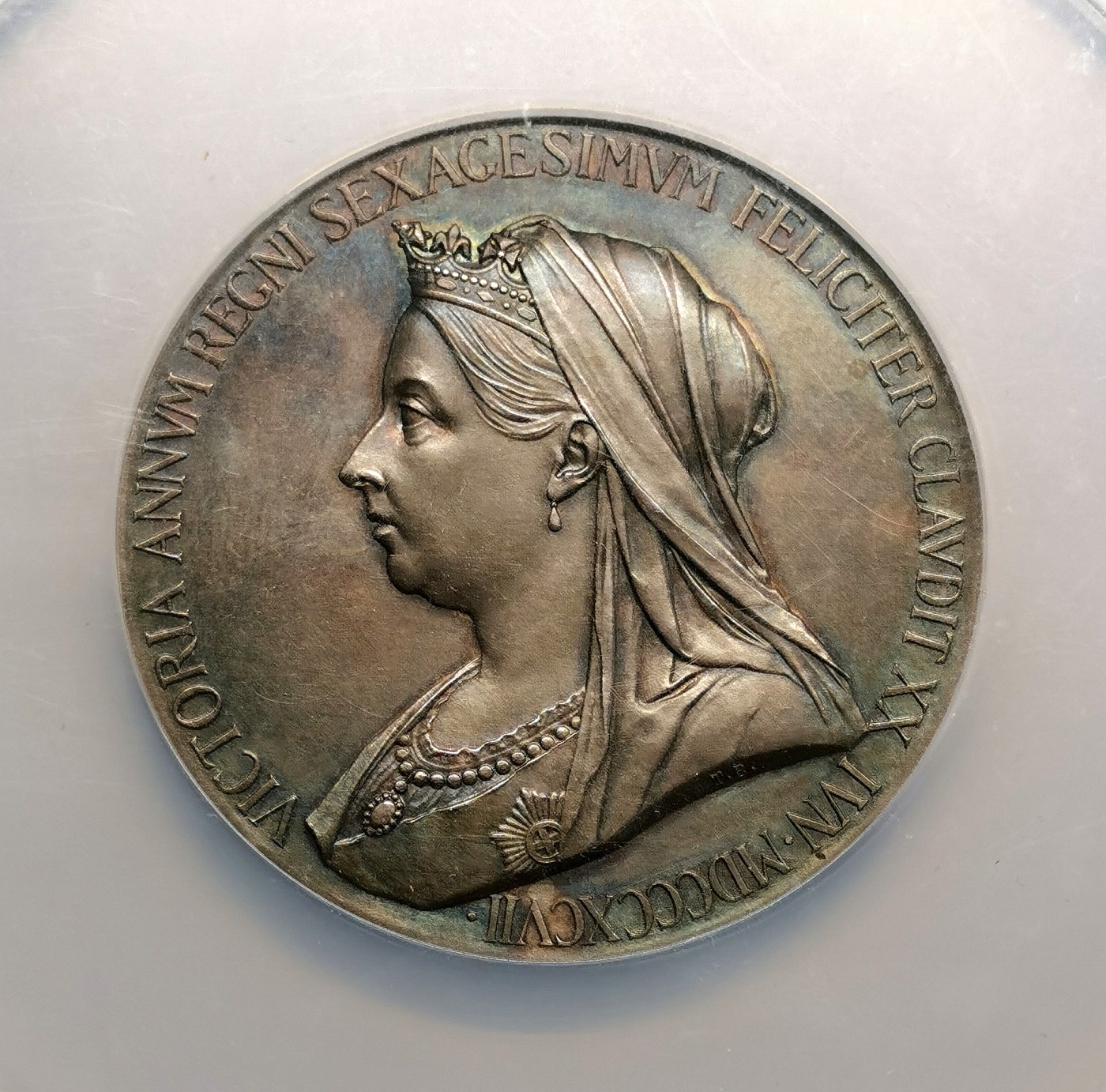 凡希社世界钱币微拍第二百五十期 1897英国维多利亚加冕纪念银章大型NGC-MS63