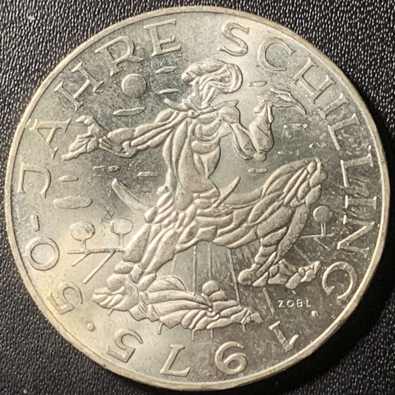 紫瑗钱币——第315期拍卖 奥地利 1975年 先令诞辰50周年 100先令 24克 0.64银 UNC