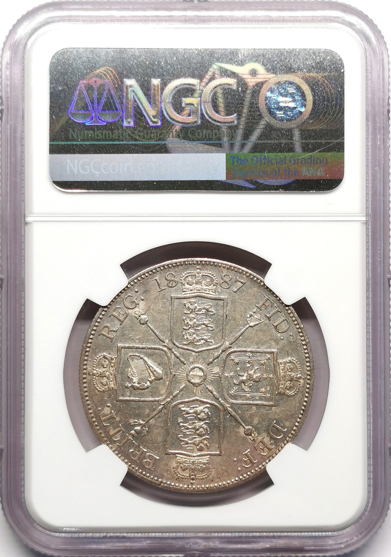 凡希社世界钱币微拍第二百五十期 1887英国老维高冠双佛罗林NGC-AU53