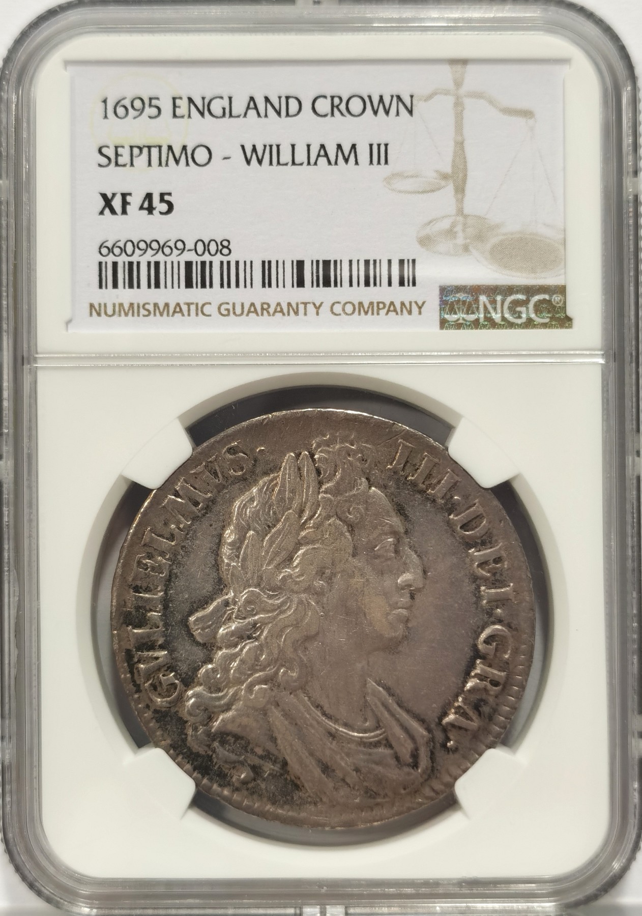博洋堂世界钱币拍卖第047期（全场包邮） NGC XF45 英国1695年威廉三世1克朗大银币，味道佳