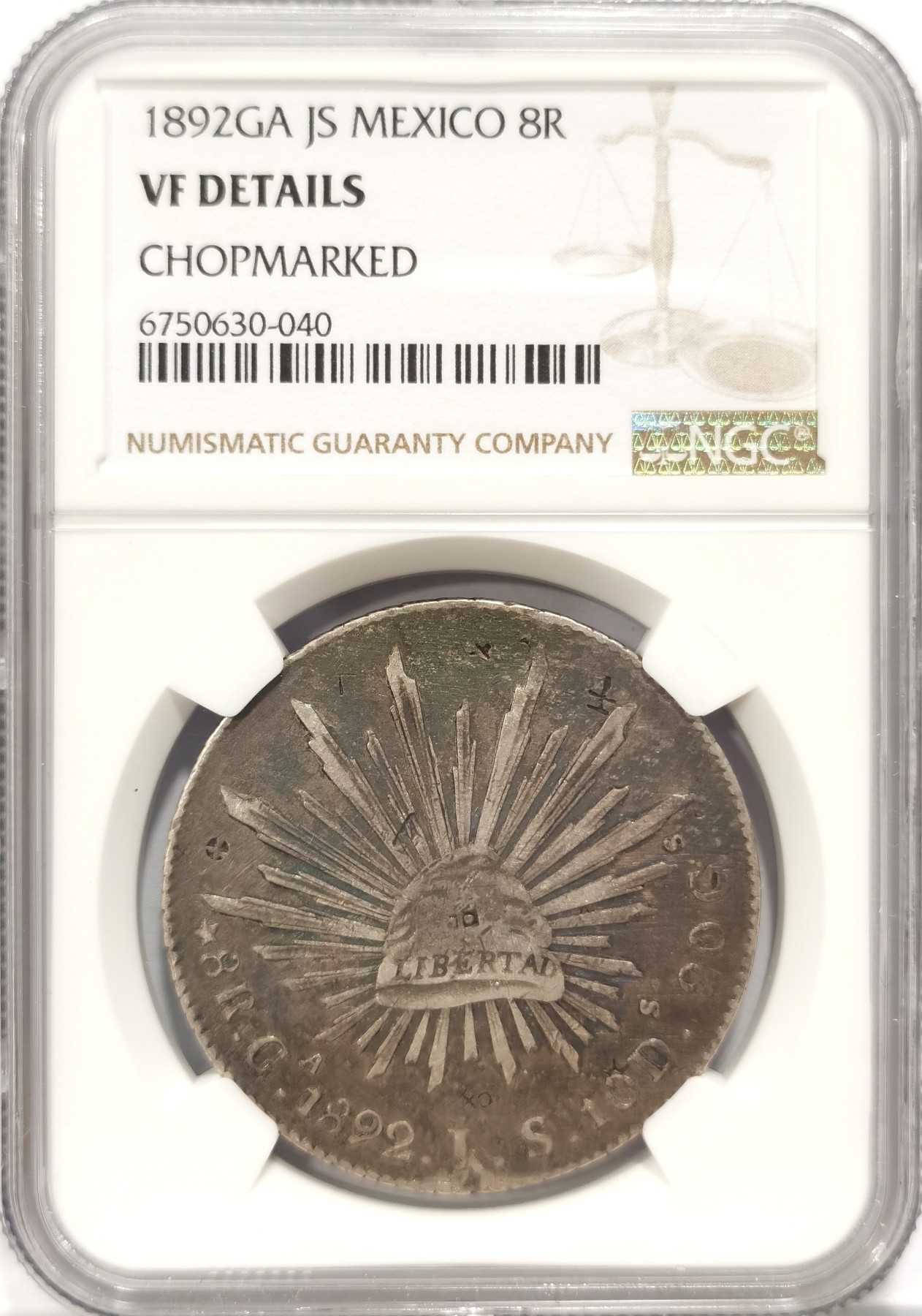 博洋堂世界钱币拍卖第047期（全场包邮） NGC VF 墨西哥1892年GA JS版花边鹰洋