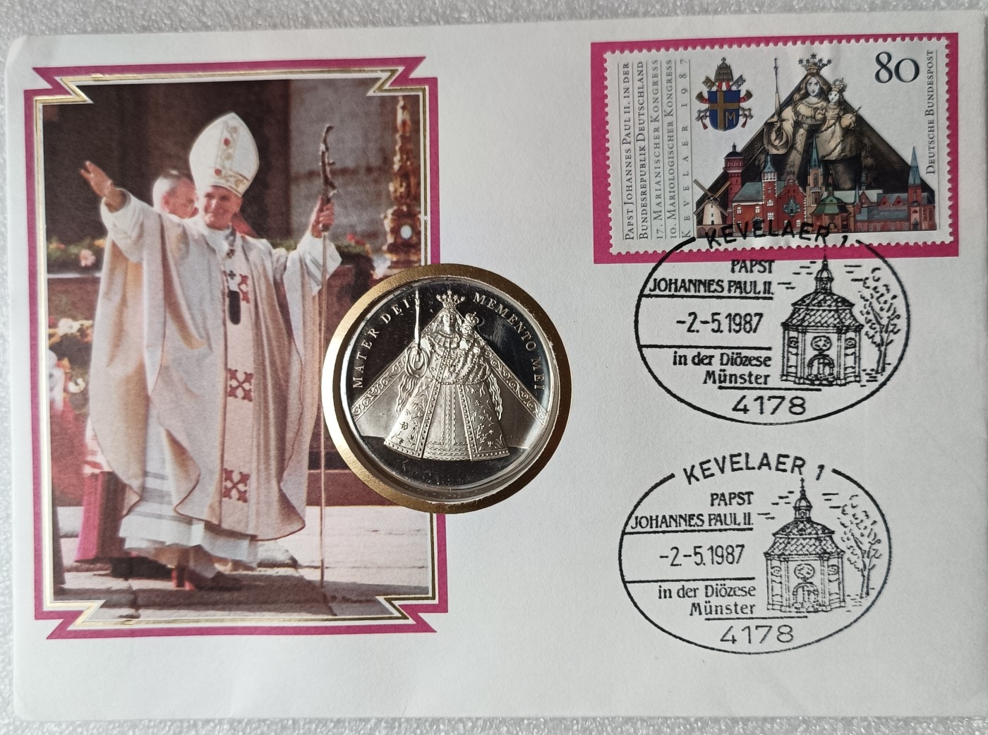 瓶子🏺第113期拍卖会  1987年梵蒂冈教皇精制纪念章  邮封