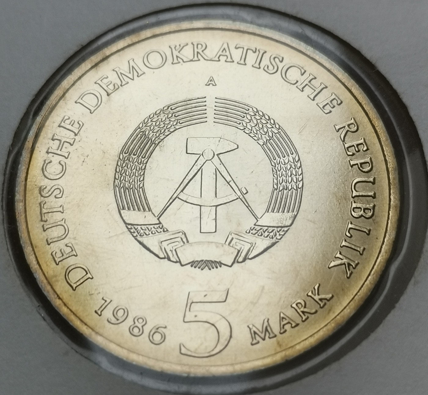 瓶子🏺第113期拍卖会  东德民主德国1986年5马克波茨坦无忧宫纪念币镍币 原封