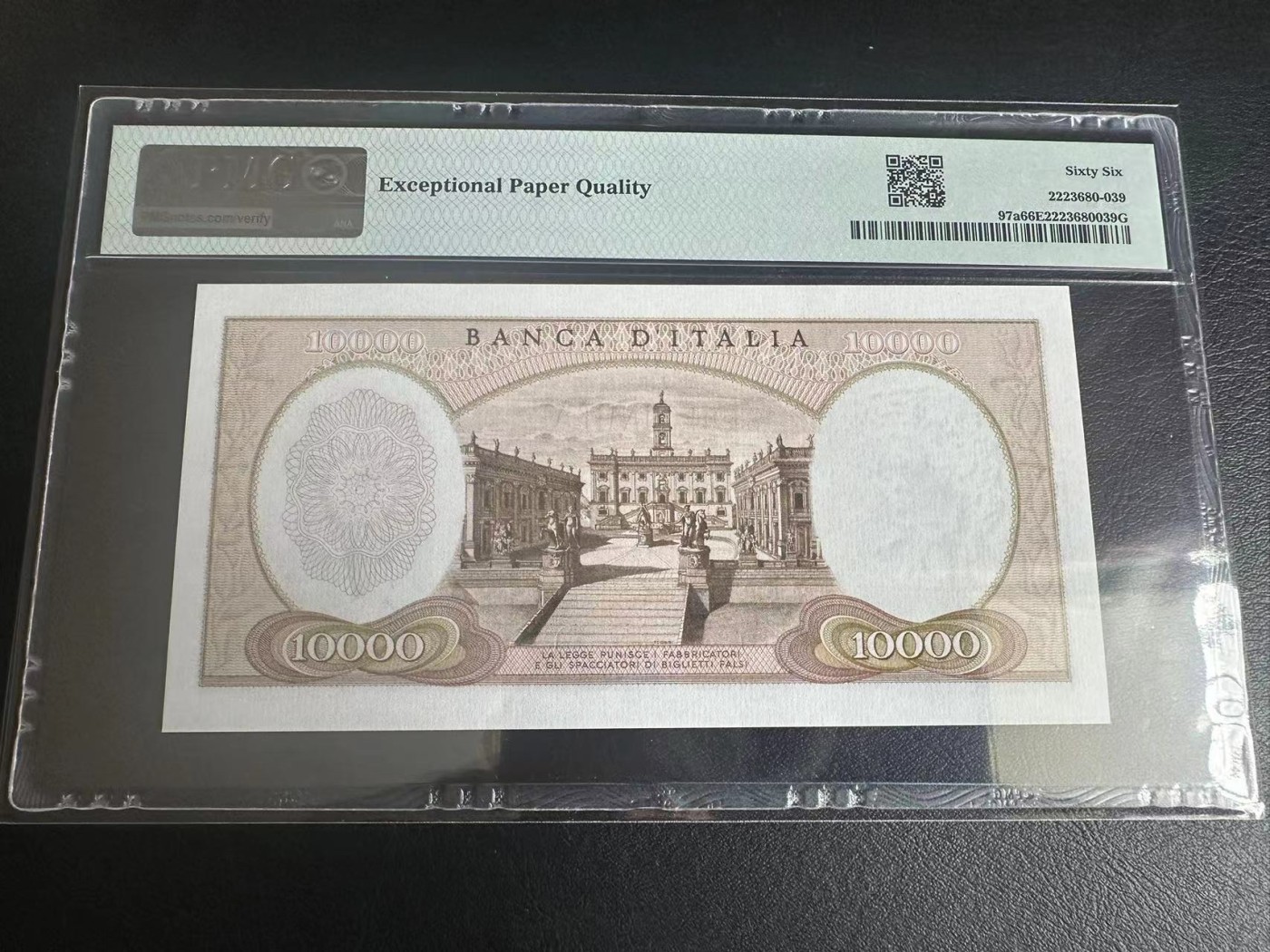 【Blue Auction】✨世界纸币精拍第380期【精】 【初版】意大利 1962年10000里拉 PMG66EPQ 米开朗基罗