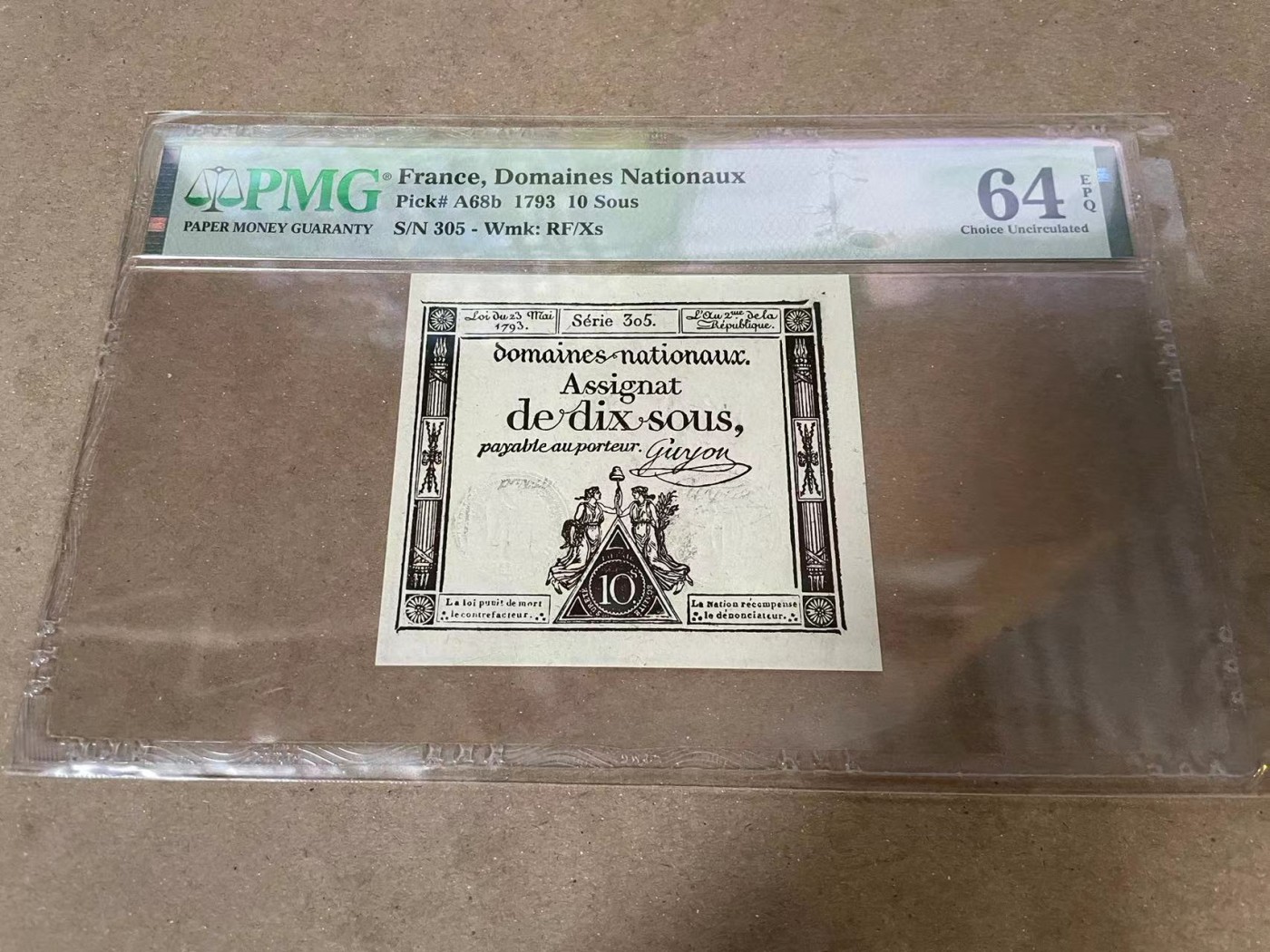 【Blue Auction】✨世界纸币精拍第380期【精】 【无47】法国 1793年10索尔 PMG64EPQ