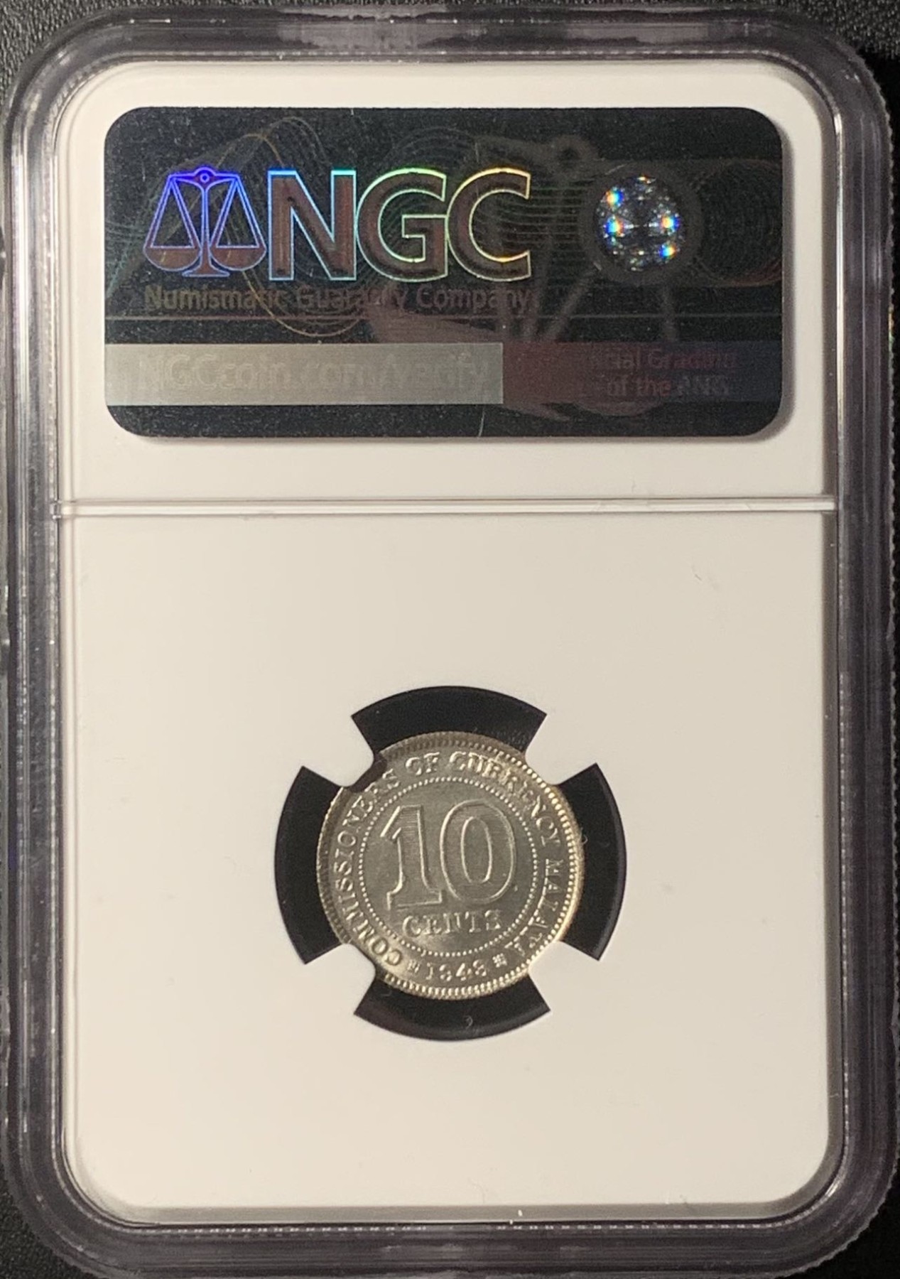 紫瑗钱币——第315期拍卖 马来亚 1943年 乔治六世 10分 银币 NGC MS64