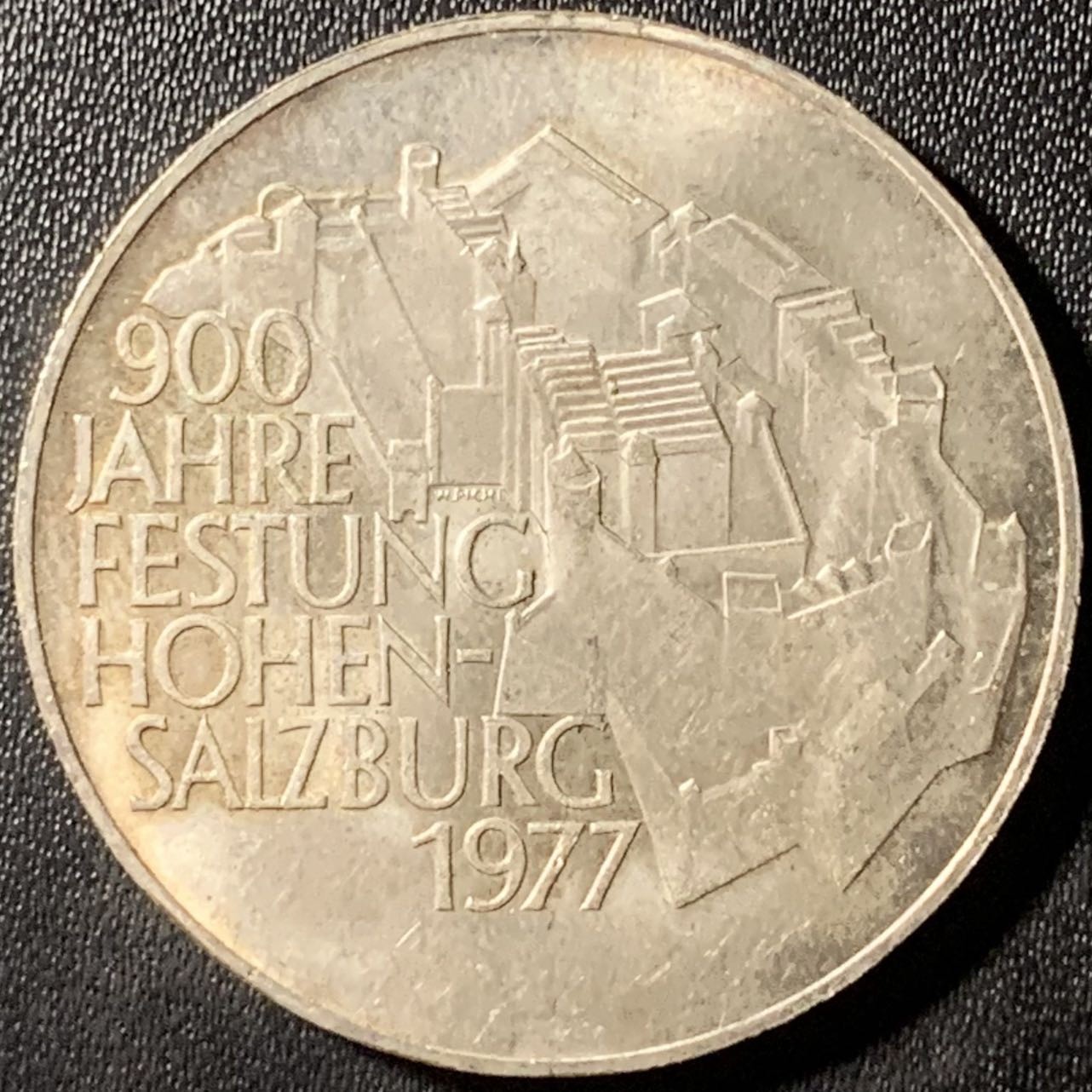 紫瑗钱币——第315期拍卖 奥地利 1977年 霍亨萨尔茨堡要塞900周年 100先令 24克 0.64银 UNC