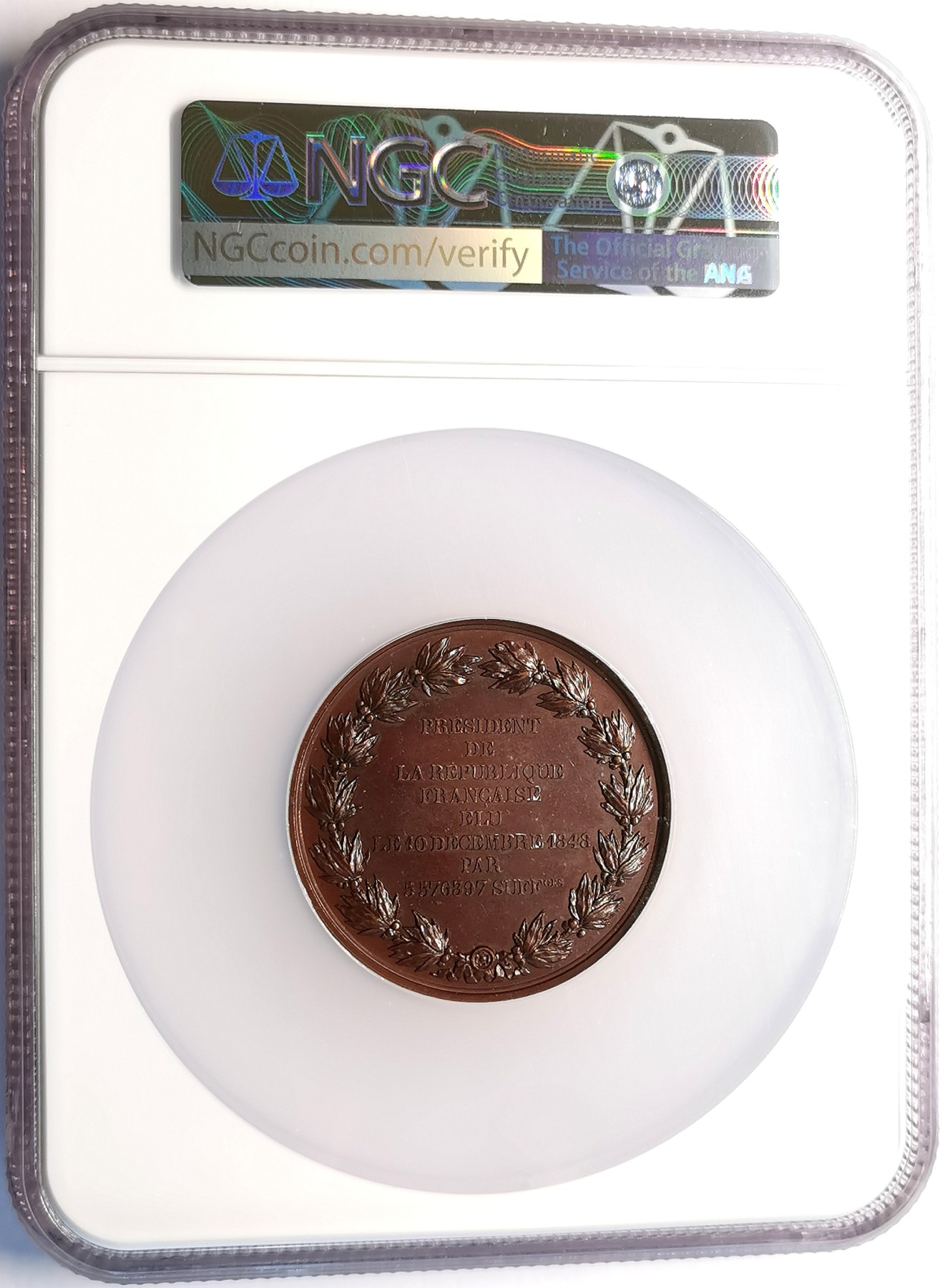 凡希社世界钱币微拍第二百五十期 1848法国路易拿破仑当选总统纪念铜章NGC-MS62
