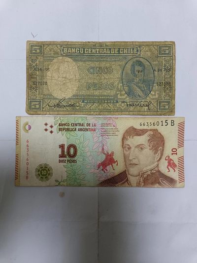 【20231014】非全新纸币第七十七场 - 南美洲国家2张纸币，有裂缝