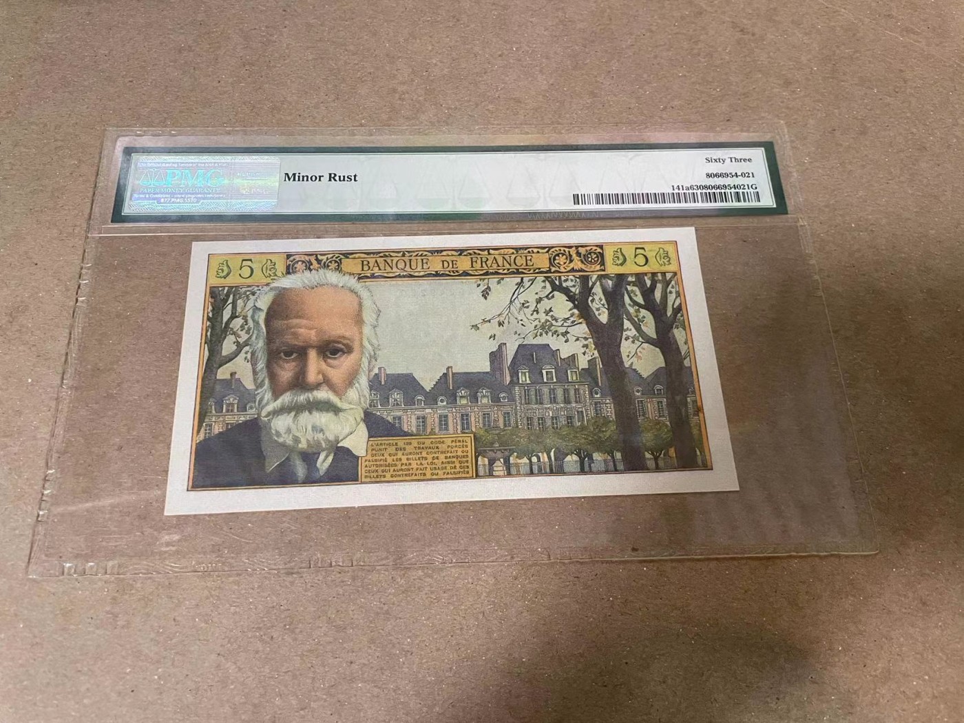 【Blue Auction】✨世界纸币精拍第380期【精】 法国 1961年5新法郎 雨果 PMG63