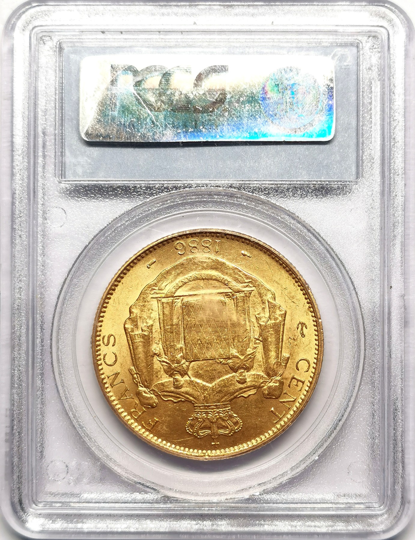 凡希社世界钱币微拍第二百五十期 荐！1886A摩纳哥王国100FR大金PCGS-AU58 32.26g 900金
