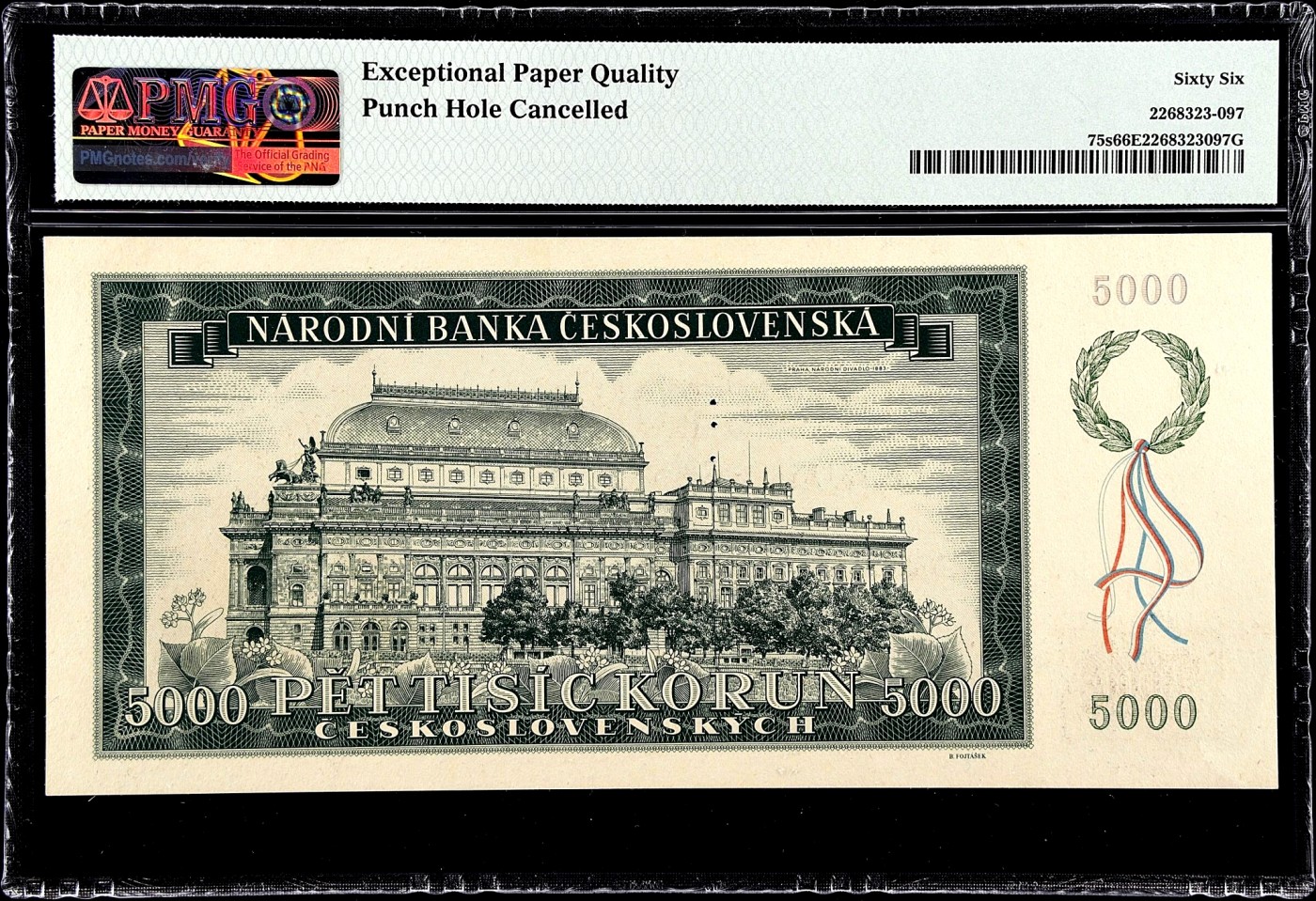 【Blue Auction】✨世界纸币精拍第380期【精】 【冠军分】捷斯 1945年5000克朗 PMG66EPQ 大票幅 音乐家斯塔美那 性价比超高 热门升值品种 样钞 