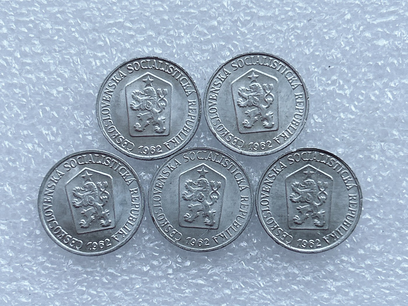 全场一元起拍 世界钱币散币场 第29期 捷克斯洛伐克1962年1赫勒 5枚