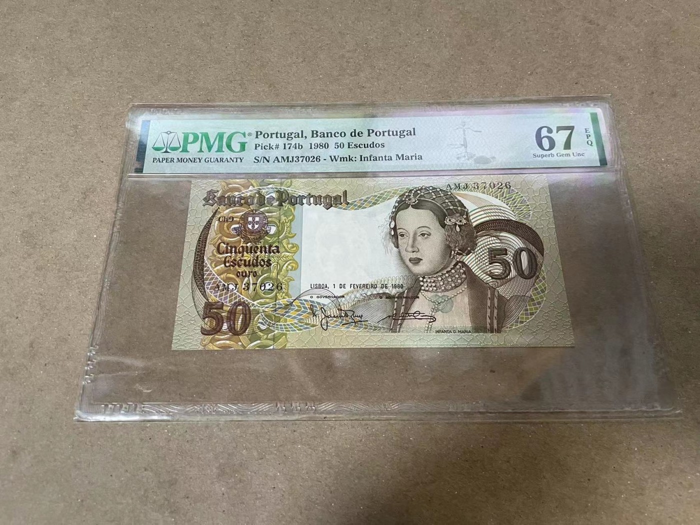 【Blue Auction】✨世界纸币精拍第380期【精】 葡萄牙 1980年50埃斯库多 世遗 PMG67EPQ 