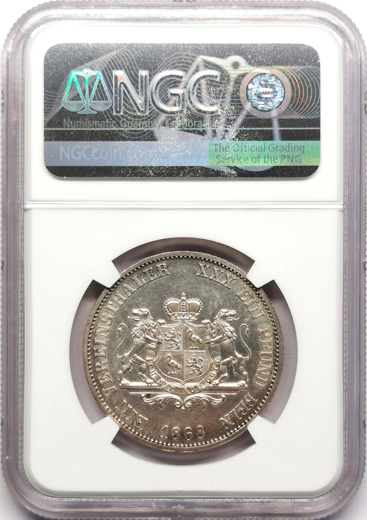 凡希社世界钱币微拍第二百五十期 1868罗伊斯-施莱茨泰勒NGC-UNCD