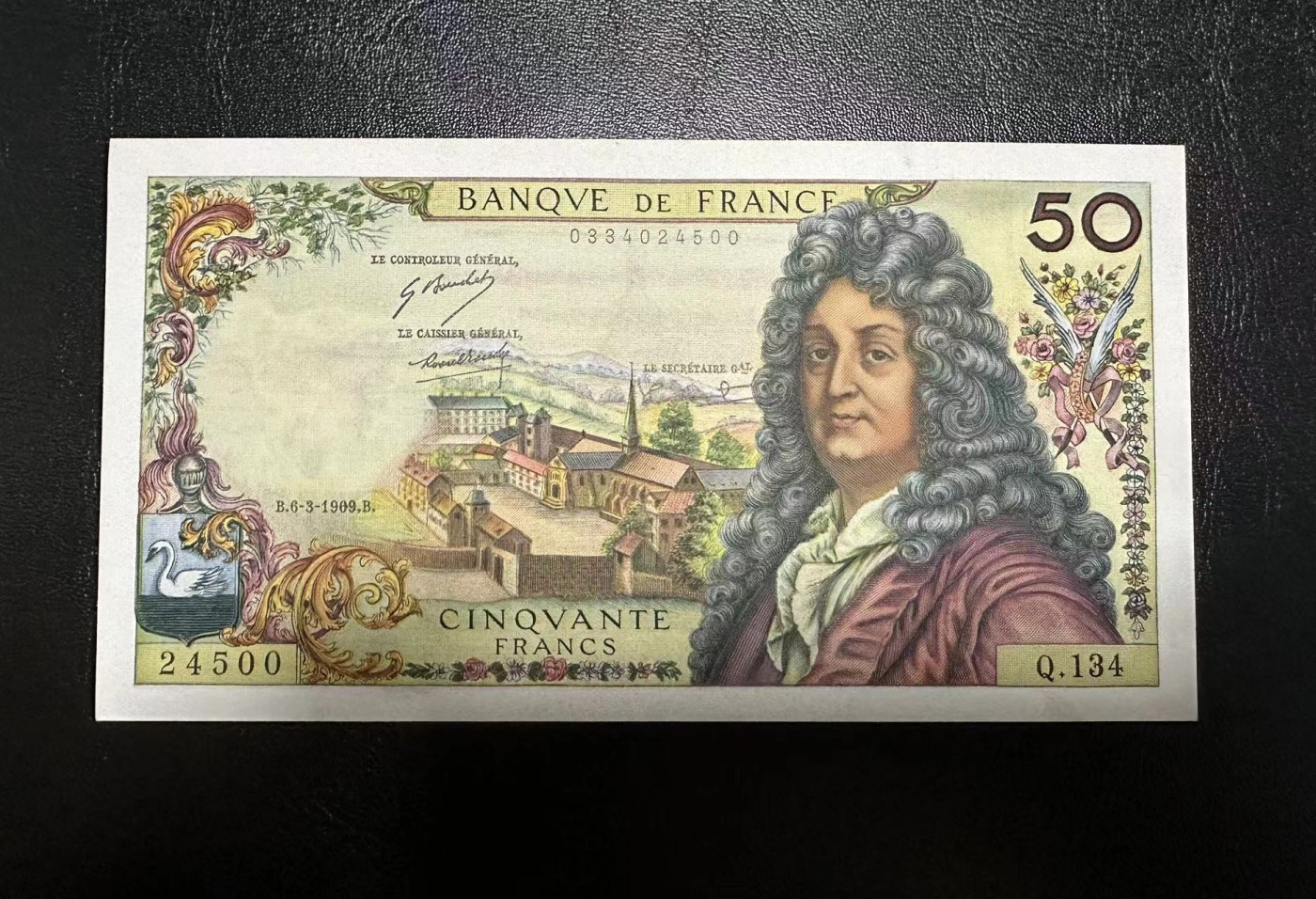 【Blue Auction】✨世界纸币精拍第380期【精】 法国 1969年50法郎 少见年份 拉辛 UNC-