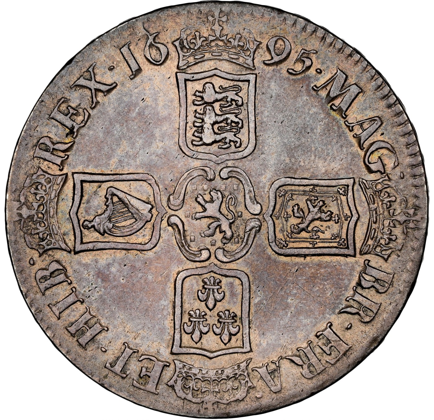 博洋堂世界钱币拍卖第047期（全场包邮） NGC XF45 英国1695年威廉三世1克朗大银币，味道佳