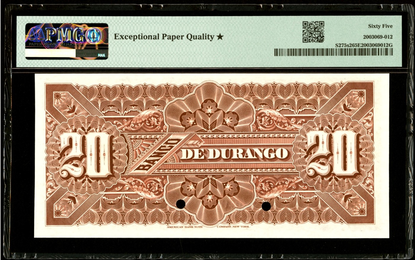 【Blue Auction】✨世界纸币精拍第380期【精】  【带星罕见 仅见 唯一亚军 仅1张更高分】墨西哥 1891-1914年20比索 洋溢着丰收喜悦的露奶少女&时代列车大场景 PMG65EPQ星星 ABNC出品 少见品种 样钞 UNC目录价1000美金