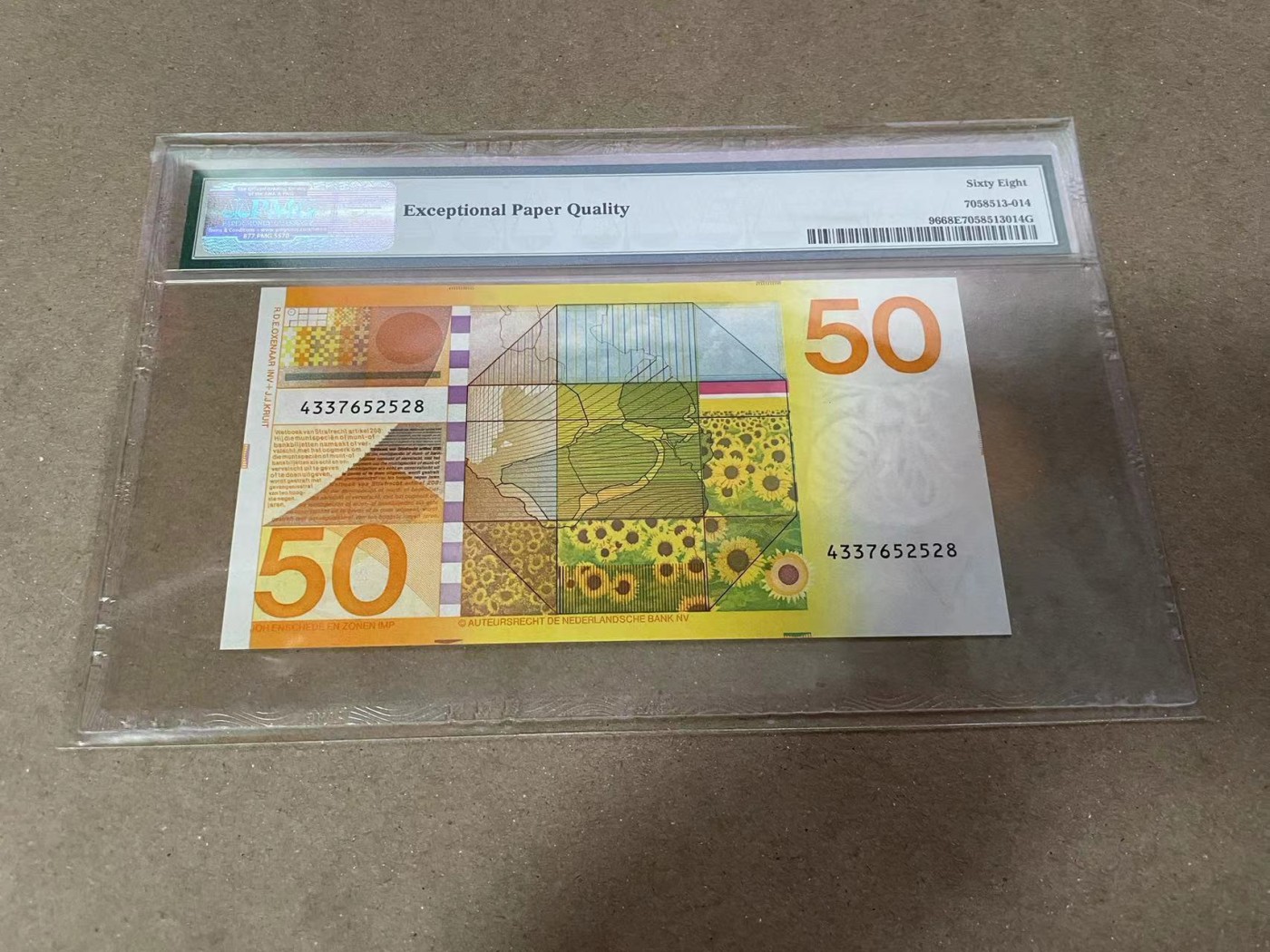 【Blue Auction】✨世界纸币精拍第380期【精】 荷兰 1982年50盾 向日葵 PMG68EPQ 高分 