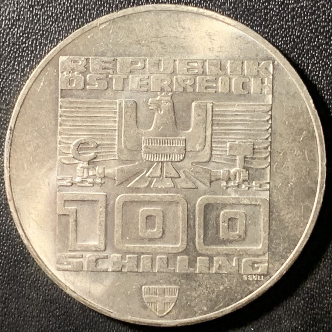 紫瑗钱币——第315期拍卖 奥地利 1976年 因斯布鲁克冬奥运 滑雪 100先令 24克 0.64银 UNC