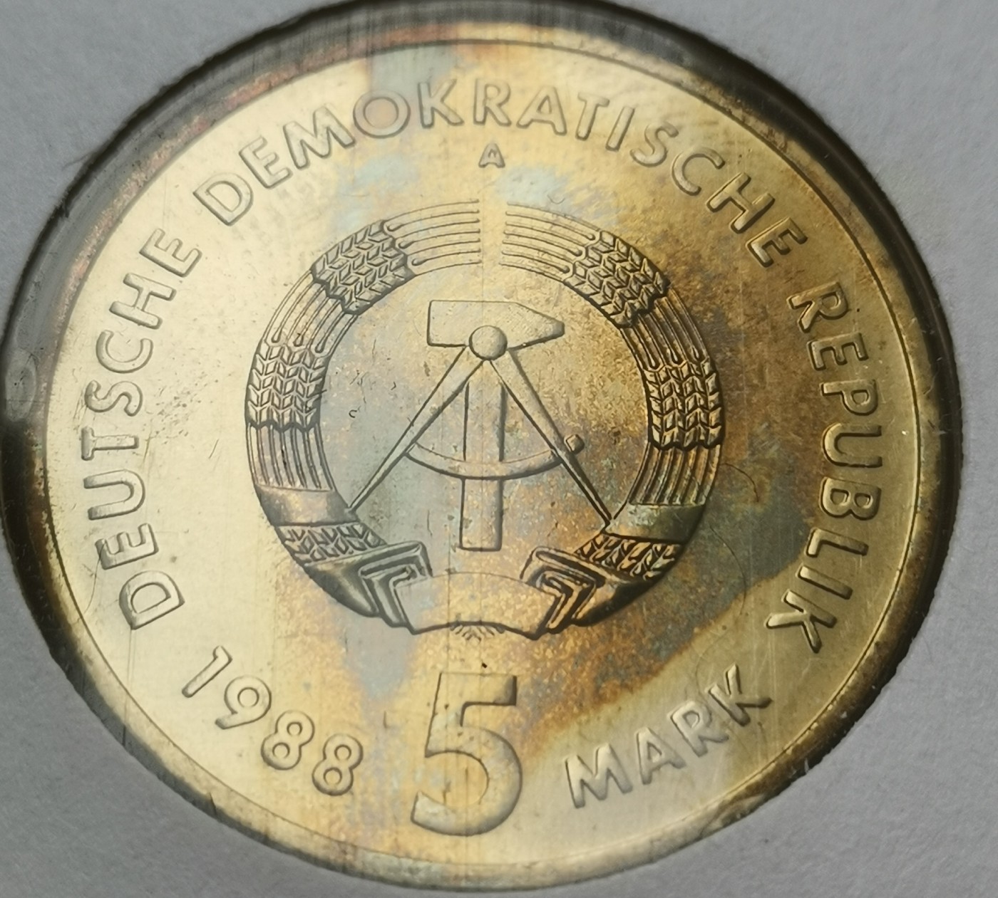 瓶子🏺第113期拍卖会  民主德国东德1988年萨克森5马克纪念币  原封