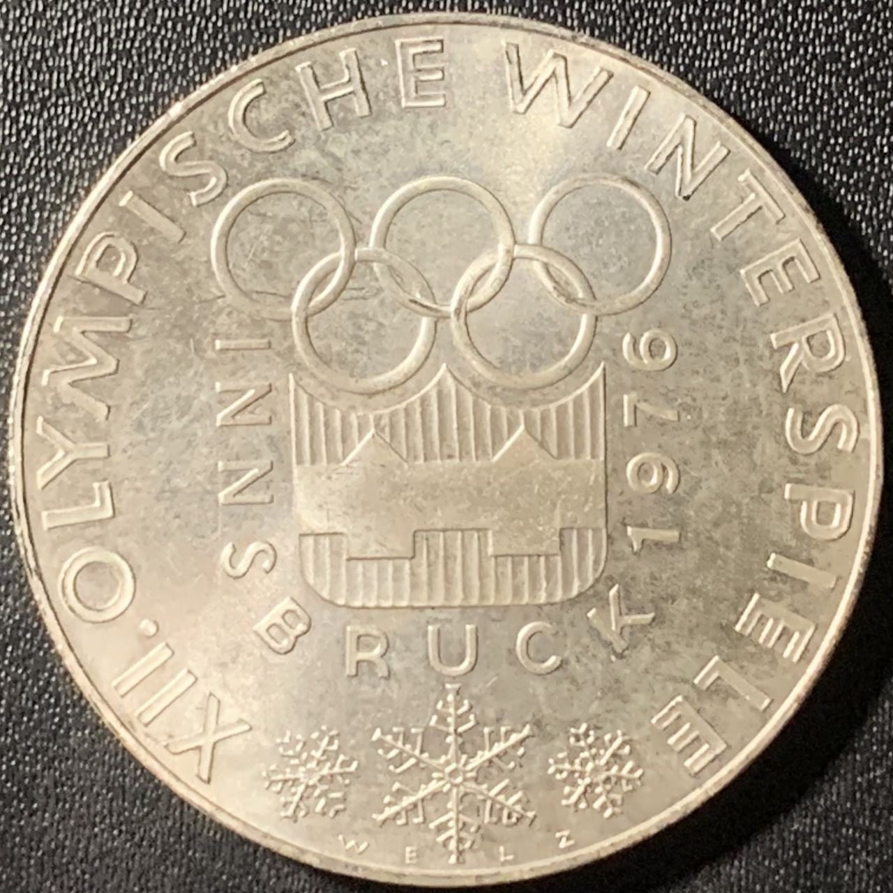 紫瑗钱币——第315期拍卖 奥地利 1976年 因斯布鲁克冬奥运 会徽 100先令 24克 0.64银 UNC