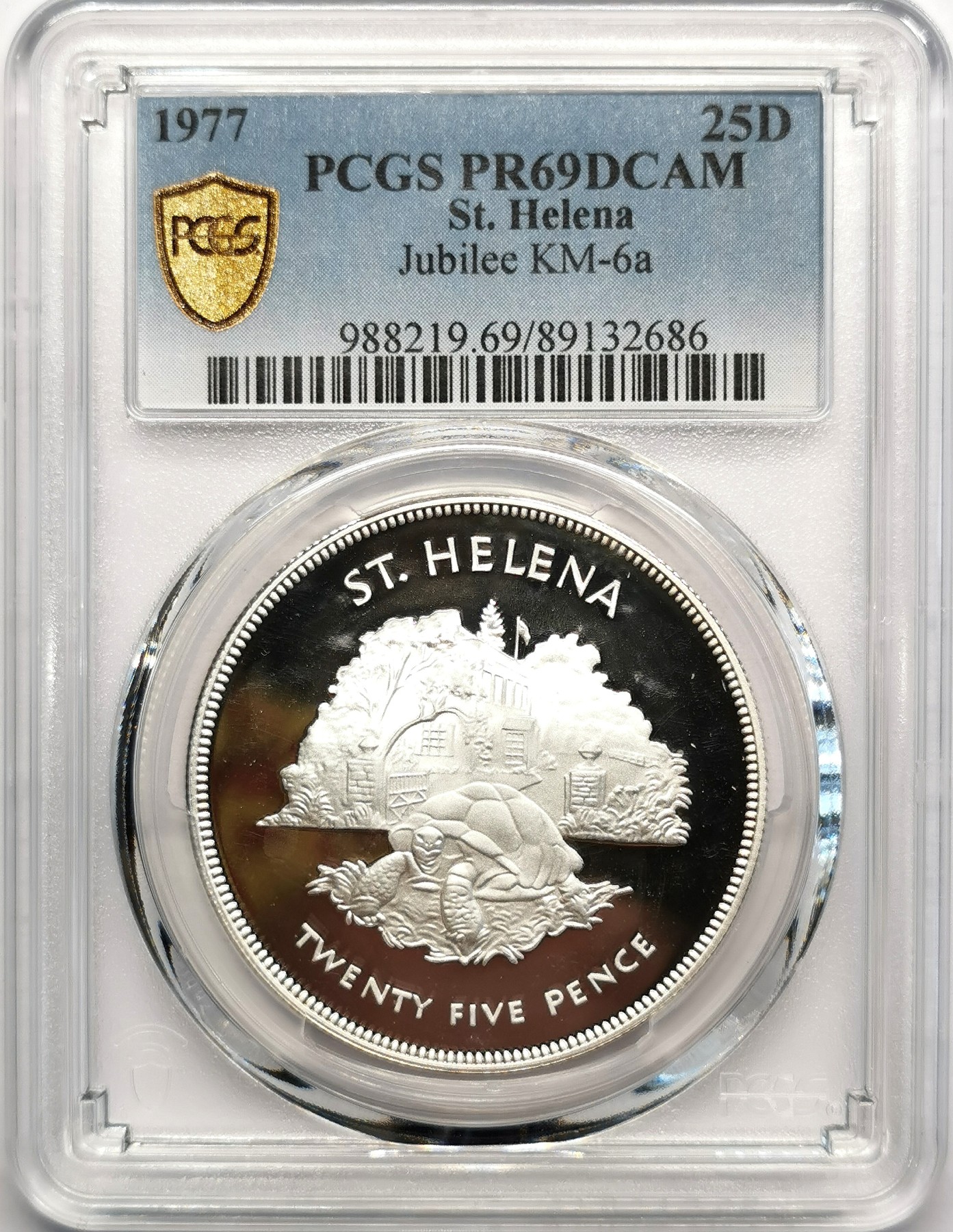 凡希社世界钱币微拍第二百五十期 1977圣赫勒拿伊二加冕25周年纪念大银精铸PCGS-PF69DCAM