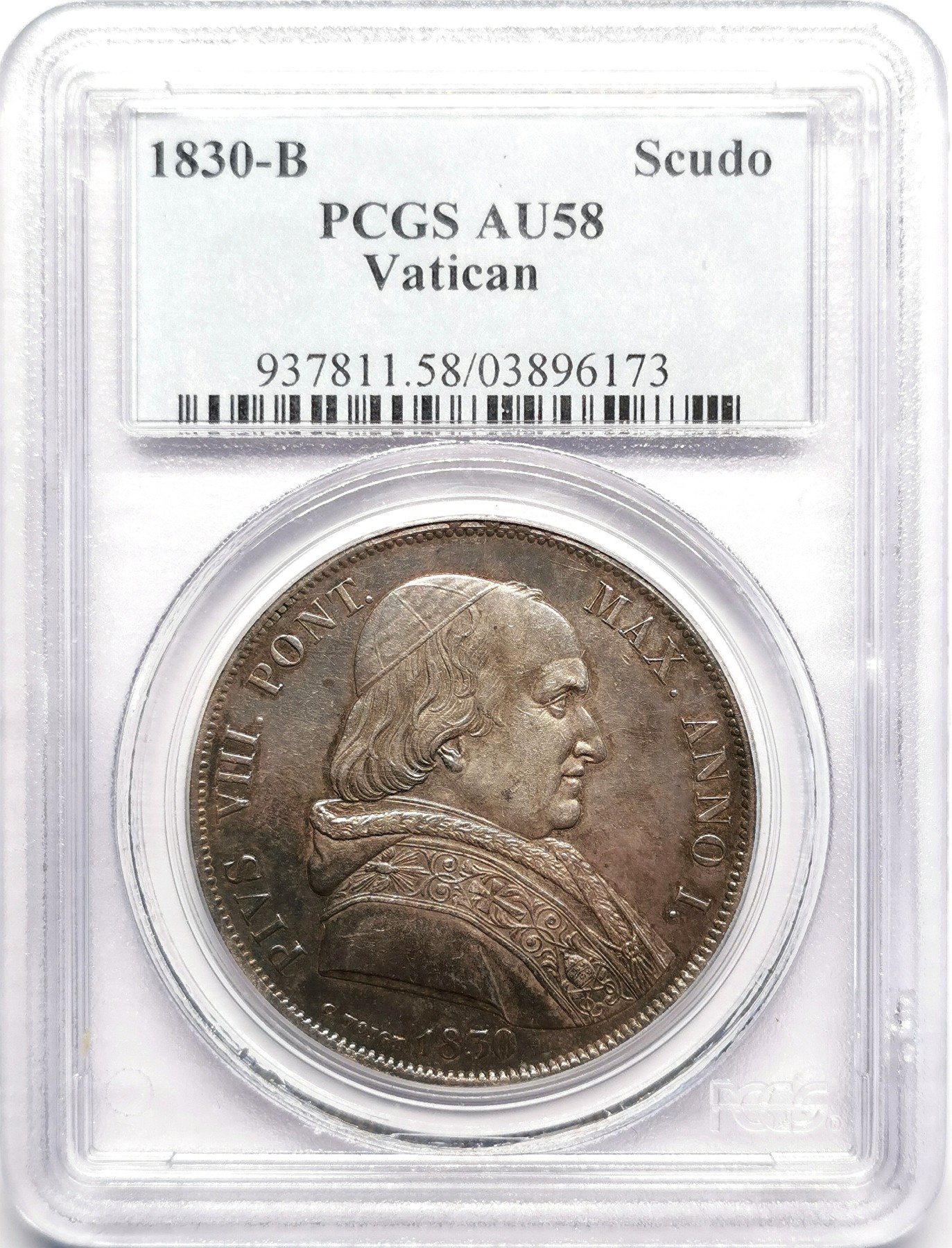 凡希社世界钱币微拍第二百五十期 1830梵蒂冈教宗庇护八世SCUDO大银PCGS-AU58彼得与保罗！