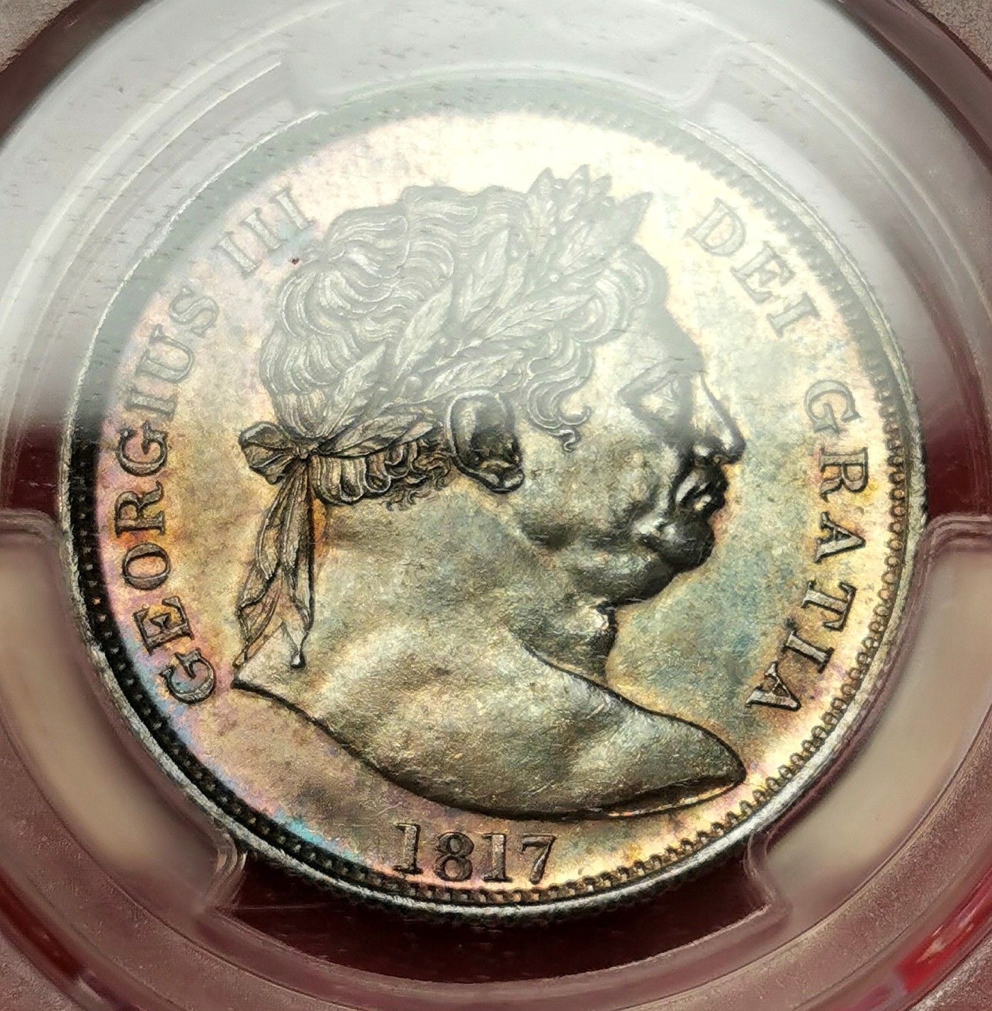 凡希社世界钱币微拍第二百五十期 1817英国乔三半克朗PCGS-MS62五彩！