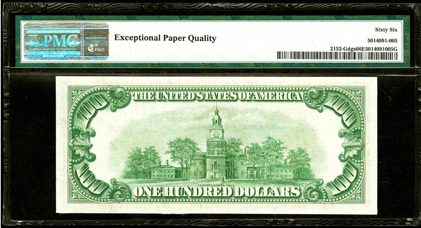 【Blue Auction】✨世界纸币精拍第380期【精】 【亚军分 仅3张更高分】美国 早期 1934年100美金 Dark Green PMG66EPQ 高分升值品种 