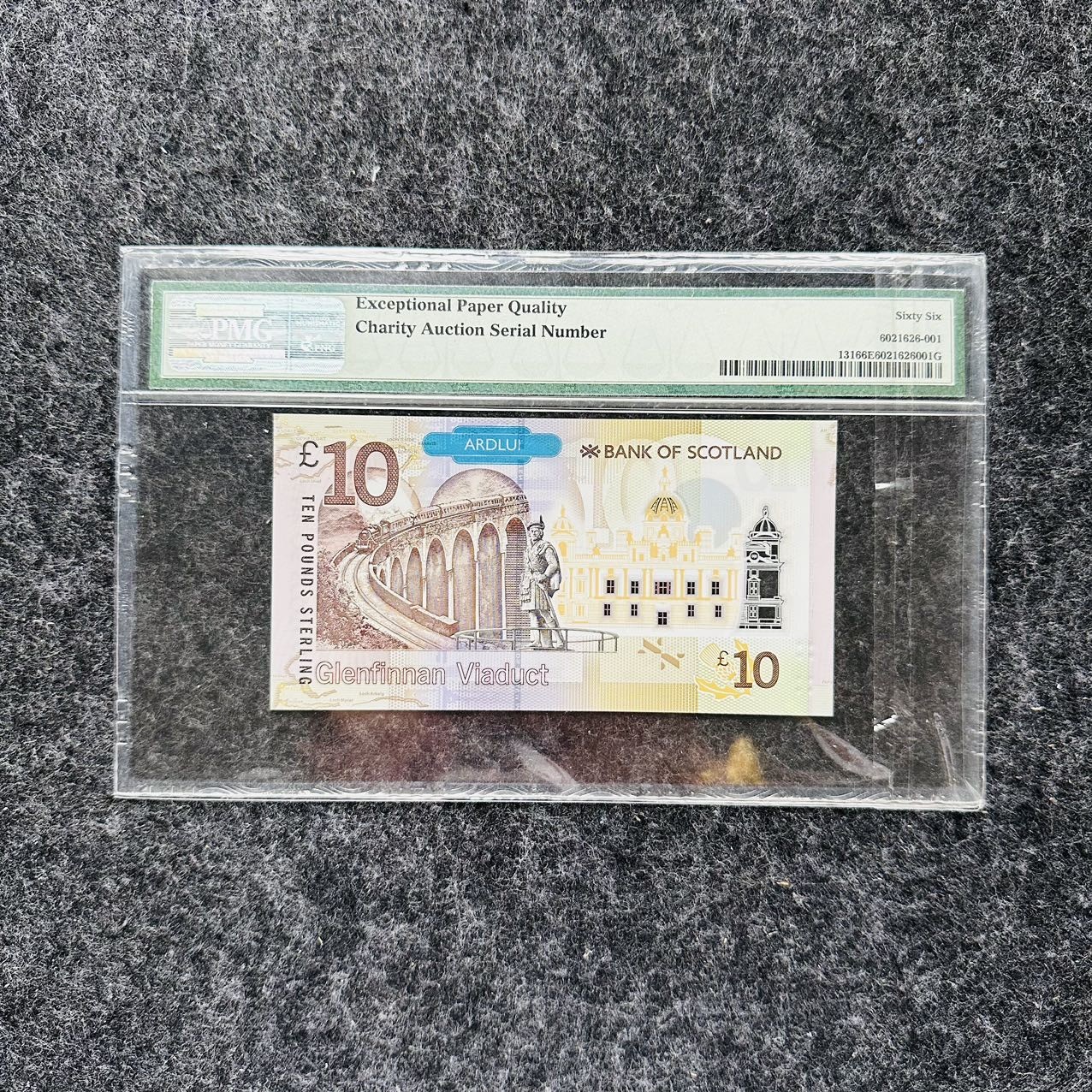 苏格兰银行2017年10镑塑料钞，慈善纪念钞，LMS特殊冠（仅发行18册）俗称火车，PMG66