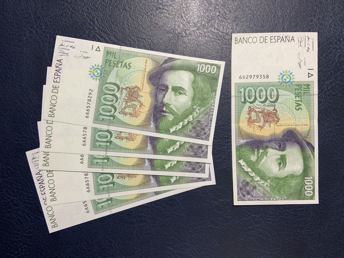 收藏联盟Quantum Auction 第296期拍卖  西班牙1992年1000比塞塔6张 品相全新UNC 其中一张为AU-