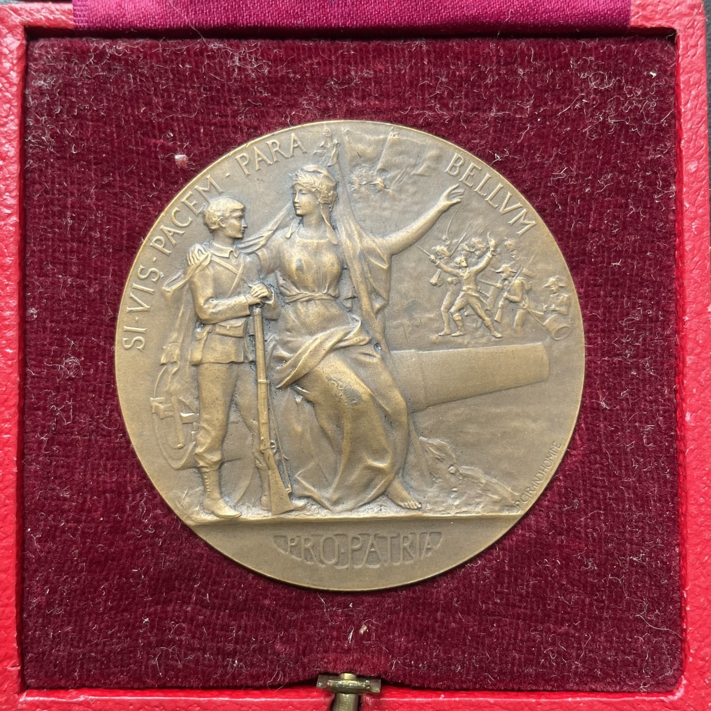 「木头集藏」章牌专场-第32期 G. Prud'homme～法国一战战备原盒铜章 直径：50mm