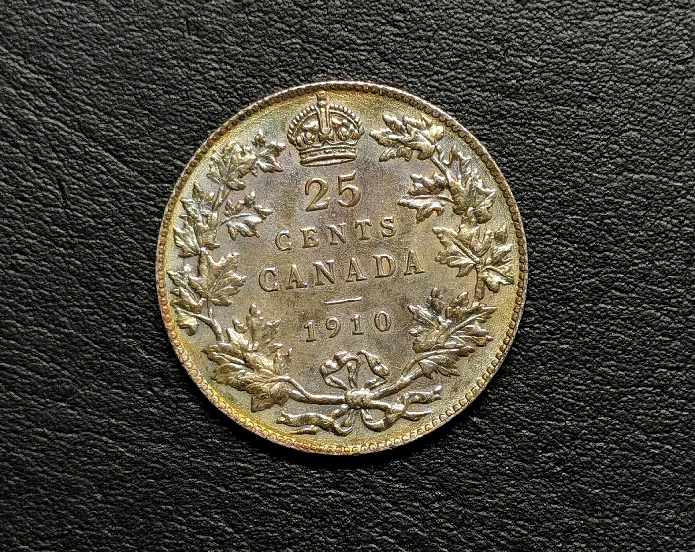 凡希社世界钱币微拍第二百五十期 1910加拿大爱七25分银币AU