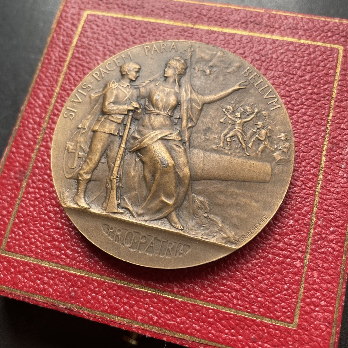 「木头集藏」章牌专场-第32期 G. Prud'homme～法国一战战备原盒铜章 直径：50mm