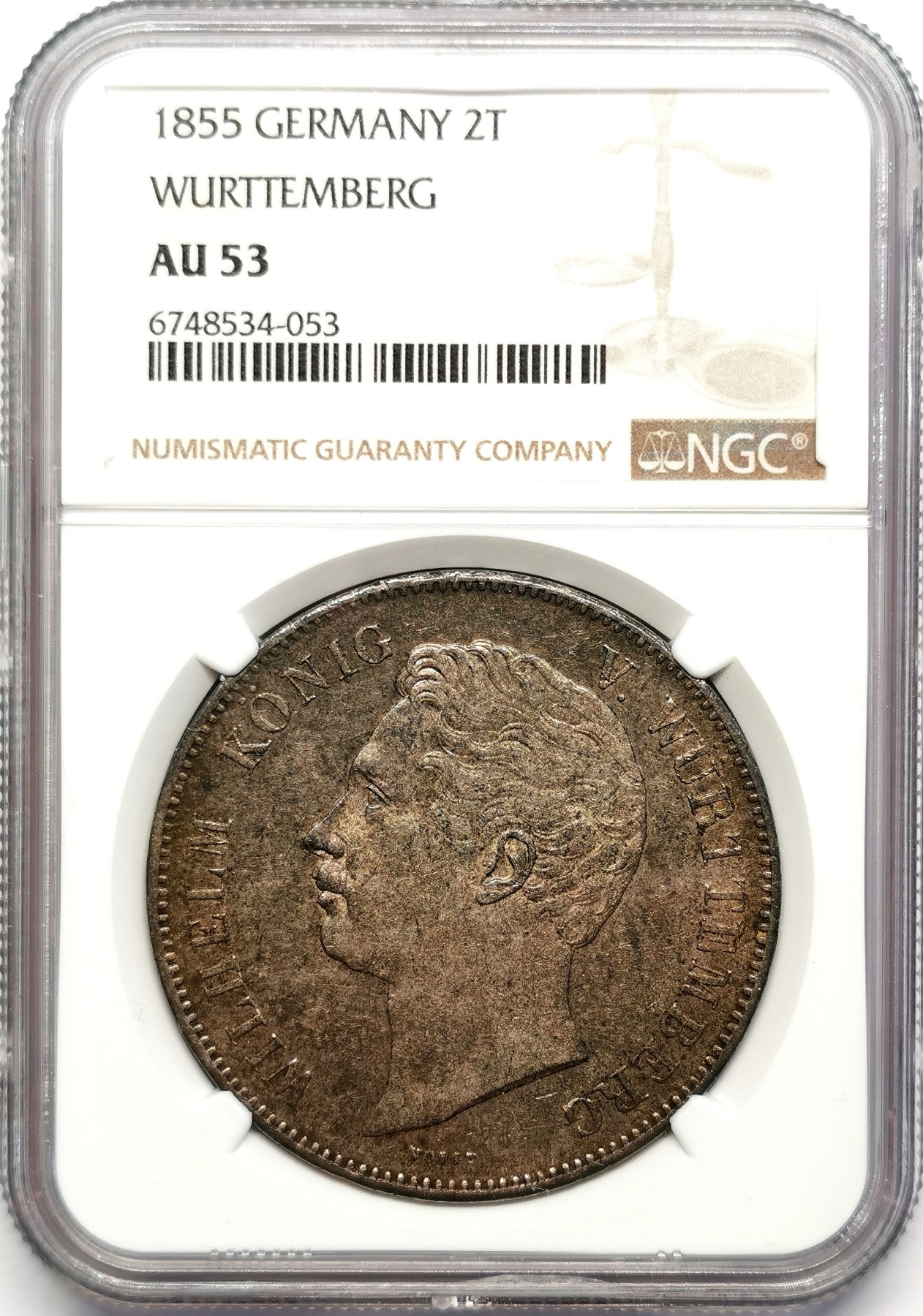 凡希社世界钱币微拍第二百五十期 1855符腾堡2泰勒大银NGC-AU53重五彩！