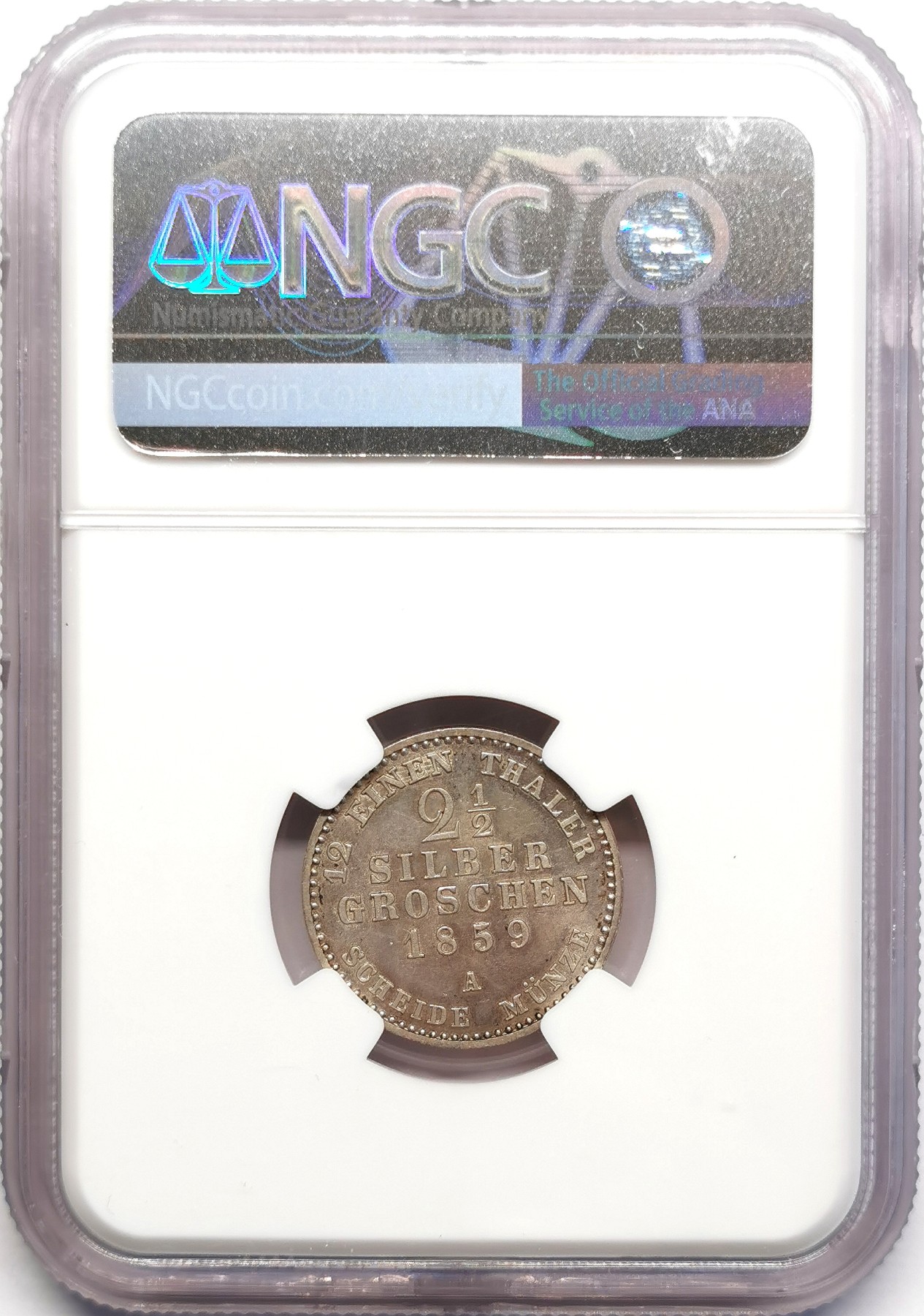 凡希社世界钱币微拍第二百五十期 1859安哈特贝恩堡2.5SG银辅币NGC-MS63