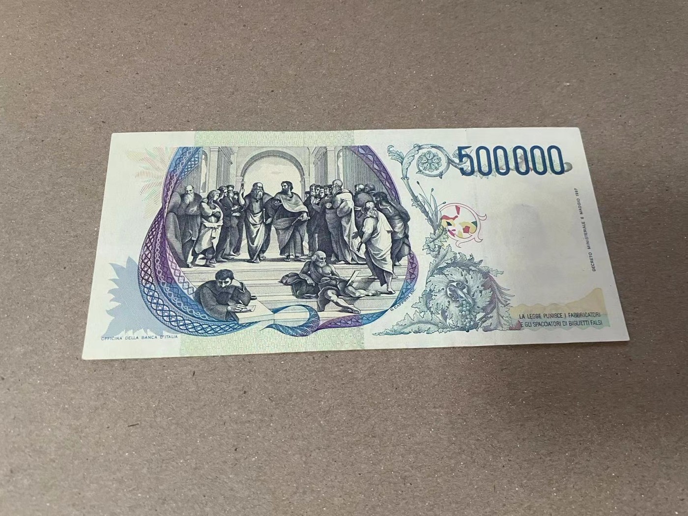 【Blue Auction】✨世界纸币精拍第380期【精】 【555656数二靓号】意大利 1997年50万里拉 拉斐尔 XF-AU品相 