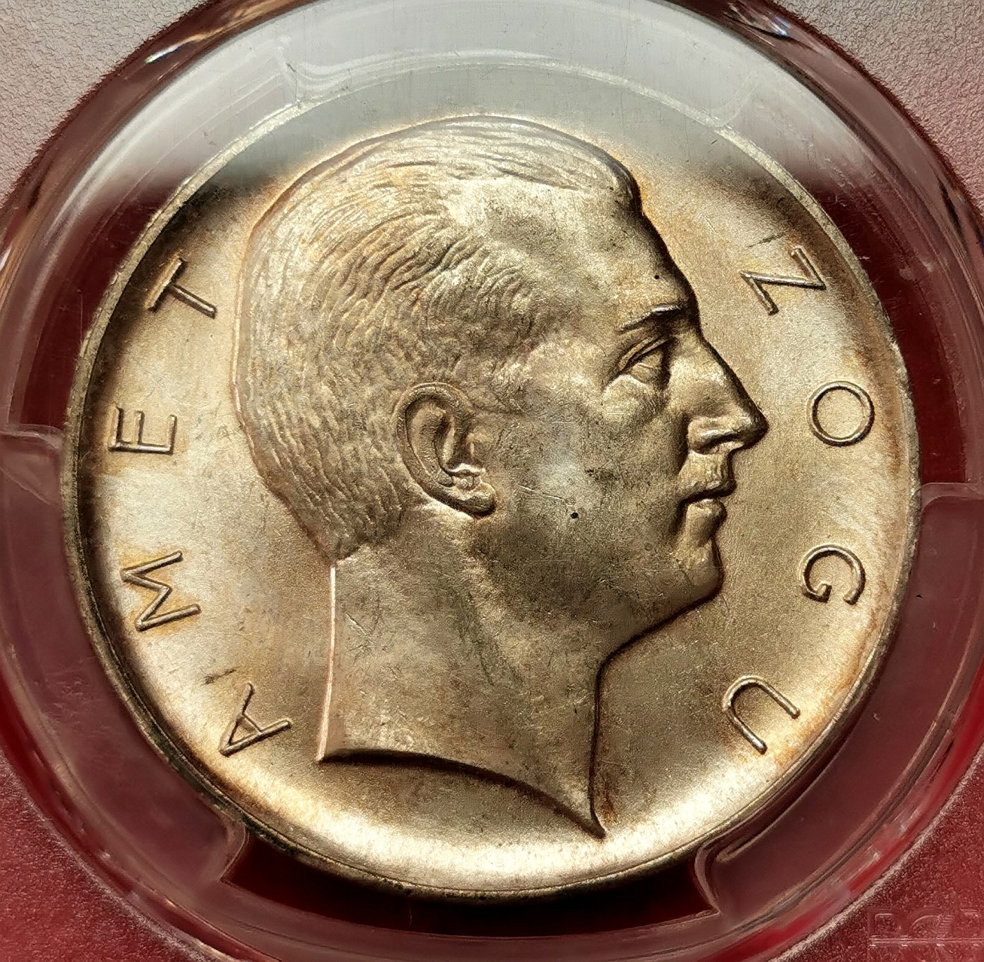 凡希社世界钱币微拍第二百五十期 荐！1926阿尔巴尼亚牛耕地5Fr大银PCGS-MS64淡色香槟金收藏级！