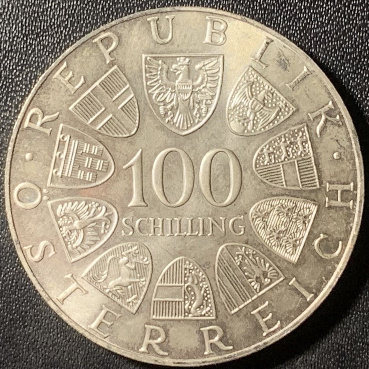 紫瑗钱币——第315期拍卖 奥地利 1976年 因斯布鲁克冬奥运 会徽 100先令 24克 0.64银 UNC