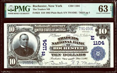 【Blue Auction】✨世界纸币精拍第380期【精】 - 【升值品种】美国 1902年10美金 PMG63EPQ 全新原票 正面人物为美国第25任总统威廉·麦金莱 500美金纸币上同款人物 大票幅雕刻精美 值得收藏 相同Fr的曾拍过2350美金