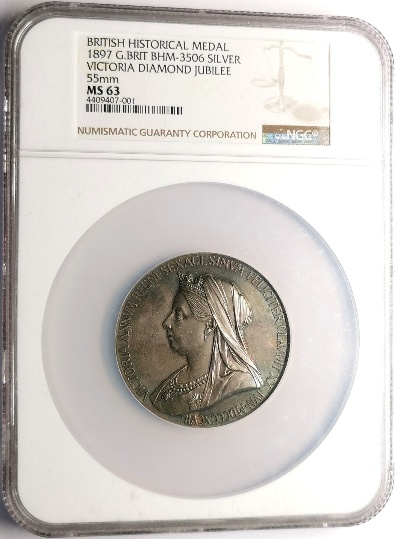 凡希社世界钱币微拍第二百五十期 1897英国维多利亚加冕纪念银章大型NGC-MS63